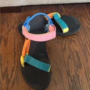 Teva Sandals with Pink, Blue, and Yellow Straps
